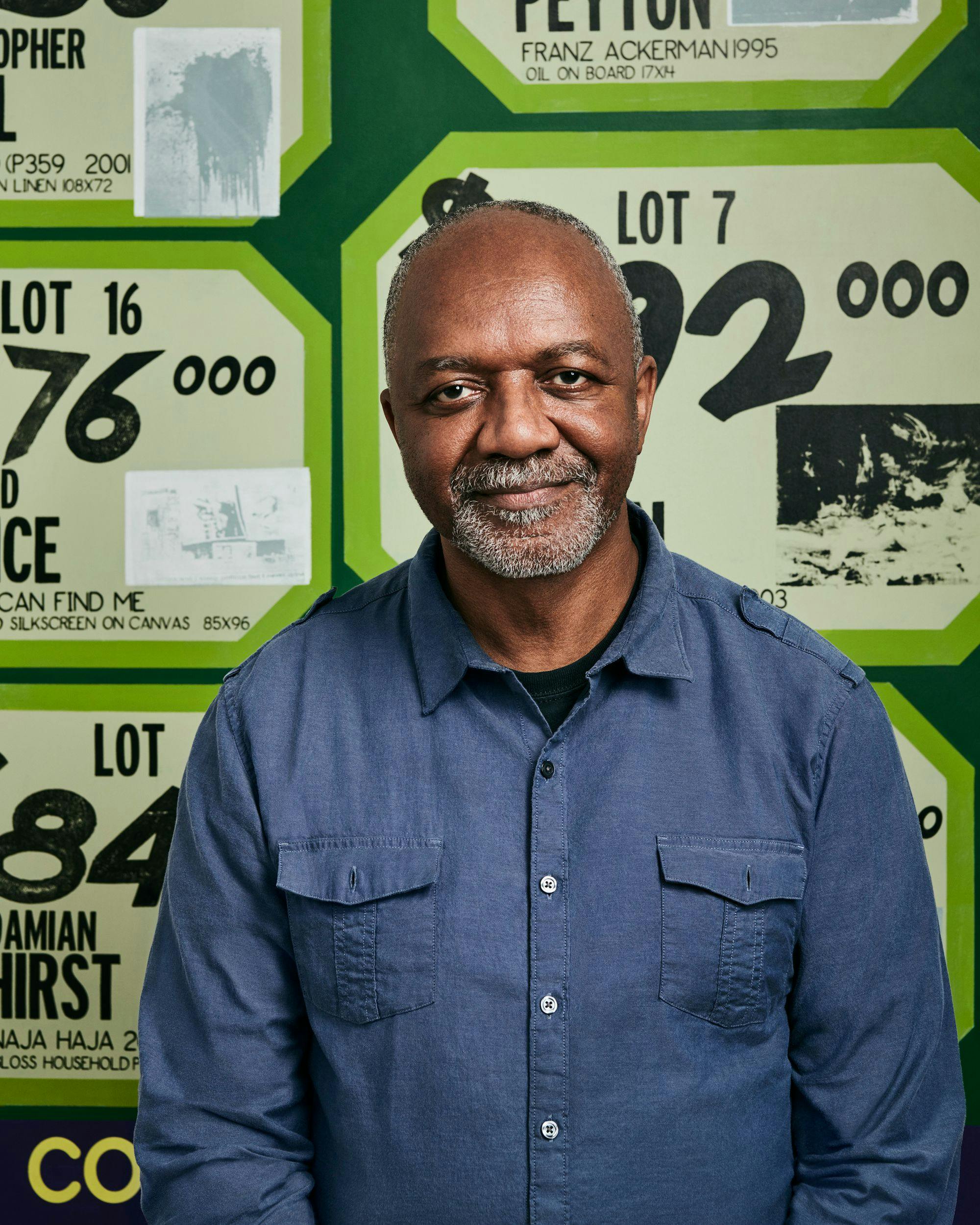 A photograph of Kerry James Marshall by Jason Bell, dated 2018.